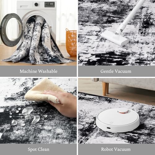 5x7 Area Rugs for Living Room (03-black Grey / 5' x 7' (Rectangular))