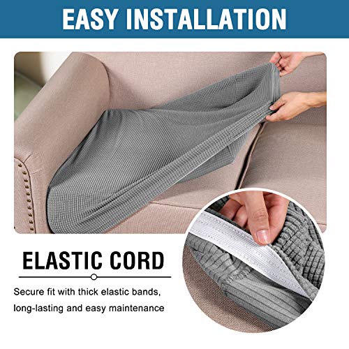 Super Stretch Couch Cushion Covers Sofa Cushion Slipcovers Jacquard Fabric Individual Seat Couch Slipcover Sets for Pets with Elastic Bottom (Dove)
