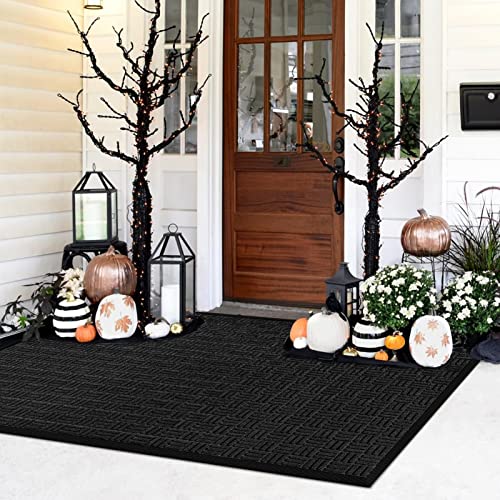 Front Door Mat Outdoor Entrance (Onyx Black / 3' x 5'2" (Rectangular))