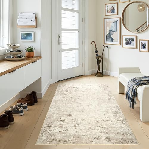 3x5 Washable Non Slip Abstract Area Rugs for Bedroom Living Room (Beige / 3' x 5' (Rectangular))