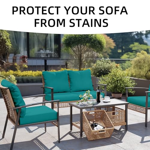 12PCS Patio Cushion Covers.Patio Furniture Couch SeatSlipcovers (Peacock Blue / 12PCS)