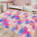 Fluffy Rainbow Colorful Rug for Living Room 6x9 Kawaii Rainbow Tie Dye Area Rug Fuzzy Indoor Floor Unicorn Rug for Bedroom Girls Kids Nursery Baby Princess Room Dorm Home Decor Aesthetic Carpets (Tie-dyed Colorful / 6' x 9' (Rectangular))