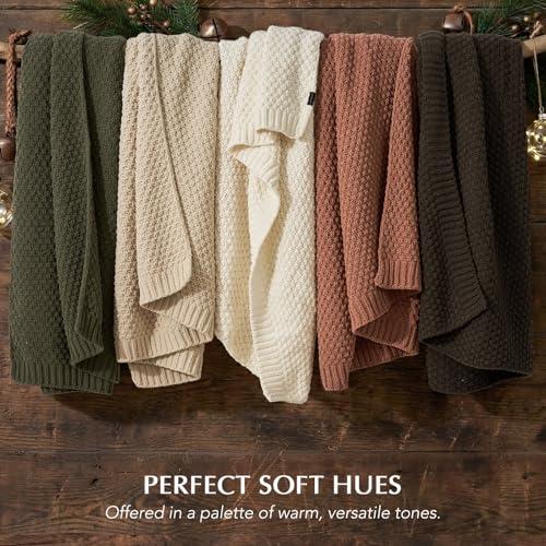 HOME Chunky Chenille Knit Throw Blanket (Cocoa Brown / 50" X 60")