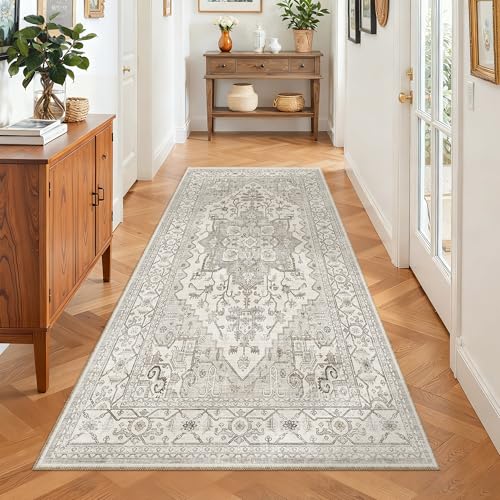 Washable Runner Rug 3x6 Runners for Hallways Non Slip (Beige/Brown / 3' x 6' (Runner))
