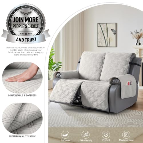 100% Waterproof Oversized Loveseat Recliner Cover (Off White / 2 Seater Oversized)