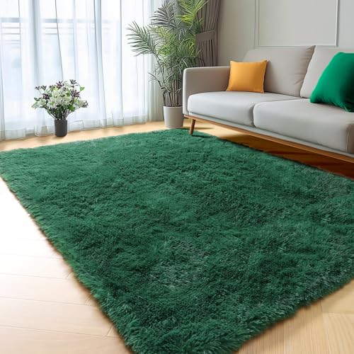 Dark Green Area Rugs for Bedroom Living Room (Dark Green / 4' x 6' (Rectangular))