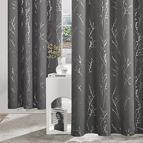 Living Room Curtains 54 Inches Long (Light Grey/Tree Branch / 42"W x 54"L (Pack of 2))