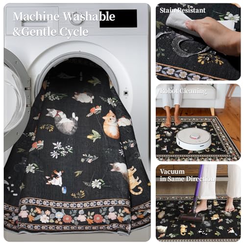 2x10 Washable Hallway Runner Rug (Black / 2x10)
