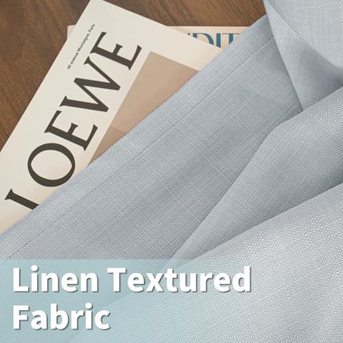 63 Inch Length Faux Linen Curtains for Bedroom 2 Panels (52"W x 63"L (Pack of 2) / Silver Grommet-haze Blue)