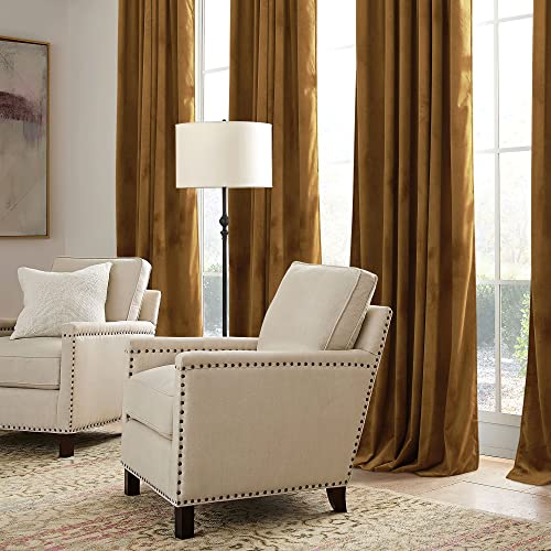 Gold Brown Fall Velvet Curtains for Living Room 96 inches Long (Golden Brown / 52"W x 96"L (Pack of 2))