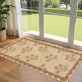 Front Door Mat Indoor Entrance (Flower - Wheat/Tan/Sage / 2' x 4'3" (Rectangular))
