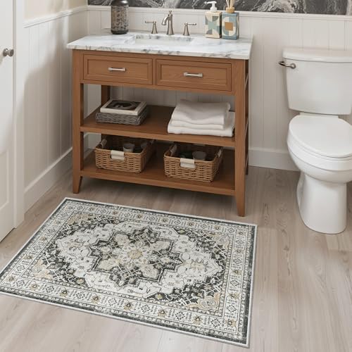 Washable Area Rug 2x3 Small Entryway Rugs Non (Black / 2' x 3' (Rectangular))