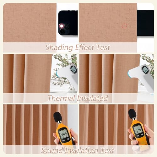 100% Blackout Curtains 84 Inch Length 2 Panels Set for Living Room Bedroom Back Tab Thermal Insulated Black Out Linen Drapes Room Darkening Peach Quartz (Peach Quartz / 52"W x 84"L (Pack of 2))