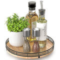 10 Inch Farmhouse Oak Lazy Susan Organizer for Cabinet (Brown & Black / 10 inches)