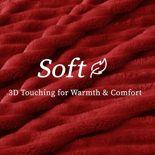 Ribbed Twin Blanket for Couch & Bed (Burgundy / Twin(60"x80"))