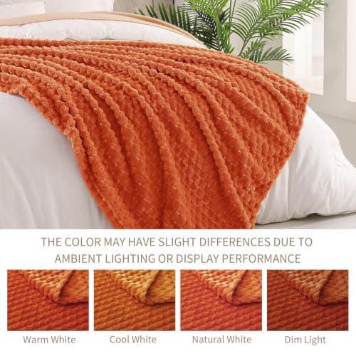 Large 3D Fleece Throw Blanket for Couch (Burnt Orange / Throw ( 50x70 IN ))