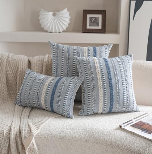 Boho Throw Pillow Covers 18x18 Inch Set of 2 (Blue / 18" x 18" (Pack of 2))