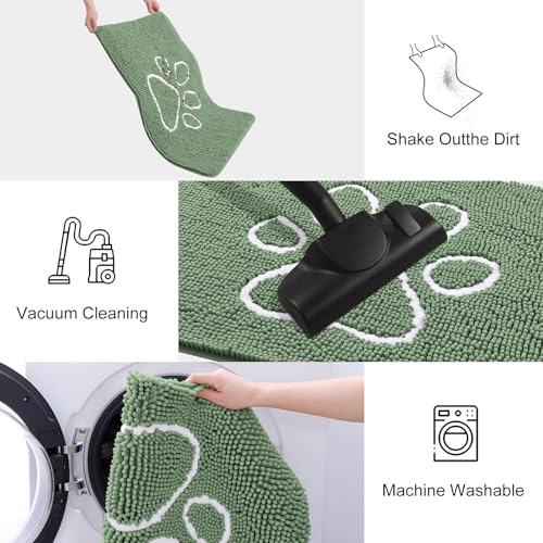 Dog Door Mat for Muddy Paws (30"X20" / Olive Green and White)