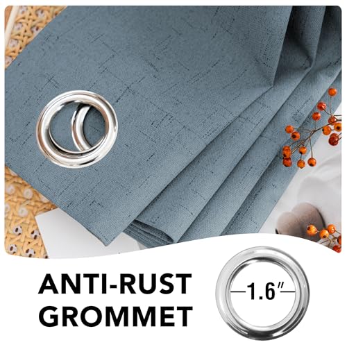 100% Blackout Linen Curtains 84" L 2 Panels Stone Blue (Stone Blue / 52"W x 84"L (Pack of 2))