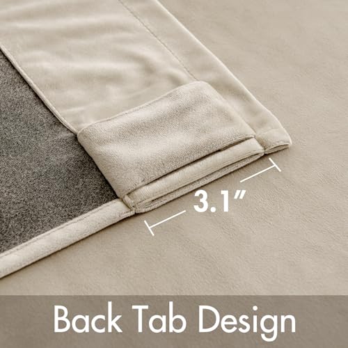Velvet Curtains 52x90 inches 2 Panels Beige Blackout Curtains (Beige / 52"W x 90"L (Pack of 2))