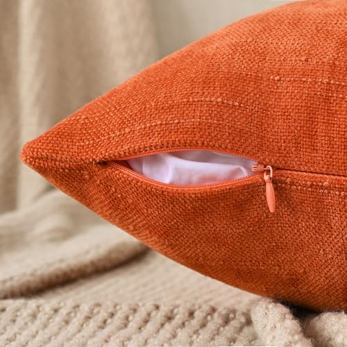 Set of 4 Soft Textured Decorative Throw Pillow Covers 26x26 Inch Cozy Farmhouse Cushion Cover Square Accent Pillow Cases for Bed Couch Sofa Living Room (Burnt Orange / 26" x 26" (Pack of 4))