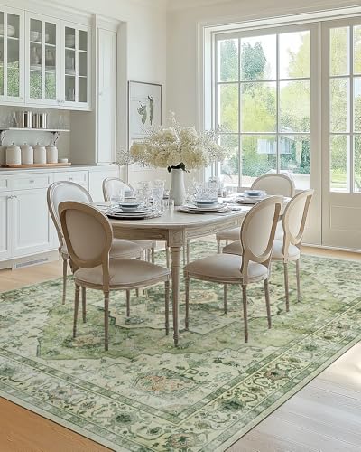 Amada Large 9x12 Washable Area Rug for Living Room (9' x 12' (Rectangular) / Green)