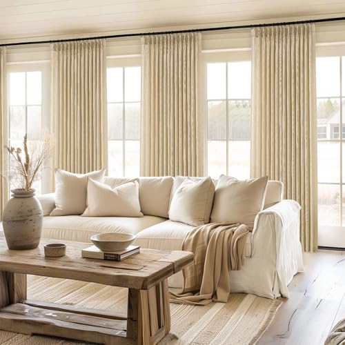Pinch Pleated Curtains 90 Inches Long 2 Panels Set (Natural Linen / 40"W x 90"L (Pack of 2))