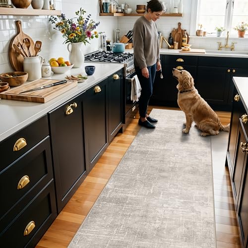 Abstract 2x10 Kitchen Rug Runners (2' x 10' (Rectangular) / Beige/Cream)