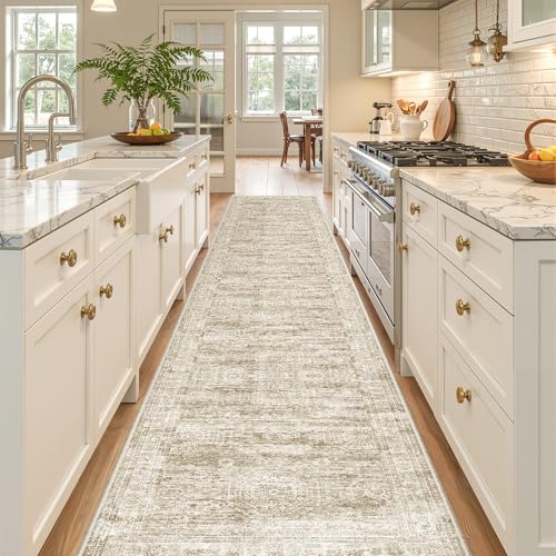2x12 Runner Rug Non Slip (Brown/Ivory / 2' x 12' (Runner))