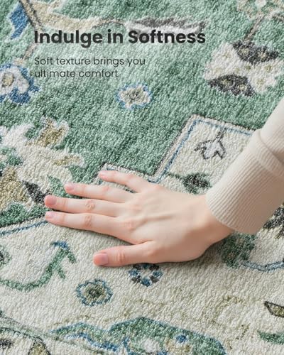 Amada 2'6"x8' Washable Runner Rug for Hallway (2'6" x 8' (Runner) / Dark/Green)