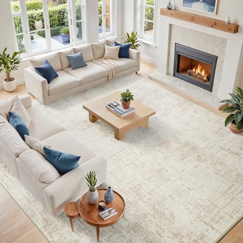 10x12 Area Rug for Living Room Bedroom (Beige/White / 10' x 12' (Rectangular))
