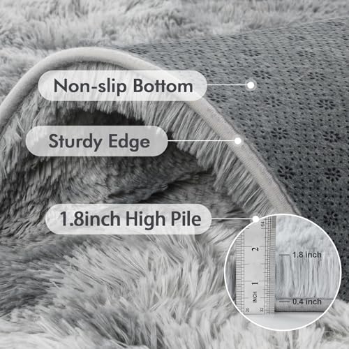 5x8 Ft Large Shag Rugs for Living Room (Ab Tie Dyed Light Grey / 5' X 8' (Rectangular))