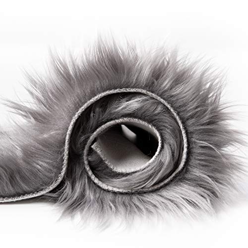 Ashler Faux Fur Rug (3' (Round) / C-grey)