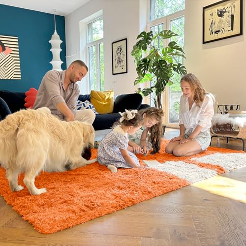3x5 Machine Washable Small Bedside Rug (3x5 Ft / Orange)