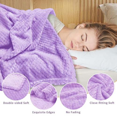 4 Pack Fleece Throw Blankets 50x60 Inches (Lavender / Throw(50''x60''))