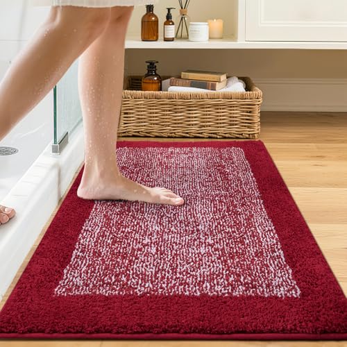 Bathroom Rugs 30x20 Non Slip Washable (Red / 1'8" x 2'6" (Rectangular))