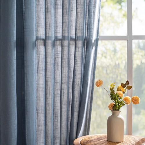 Living Room Curtains 90 Inches Long Farmhouse Light Filtering Privacy Curtain Drapes for Patio Door (50"W x 90"L (Pack of 2) / Dusty Blue-new)