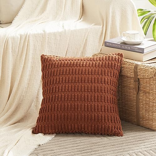 4 Packs Decorative Throw Pillow Covers for Living Room Couch Bed (22" x 22" (Pack of 4) / Rust)