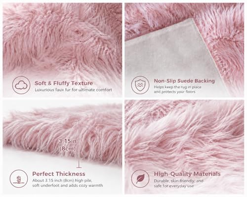 Faux Sheepskin Rug (Frosted Bottom Pink / 2' x 3' (Sheepskin))