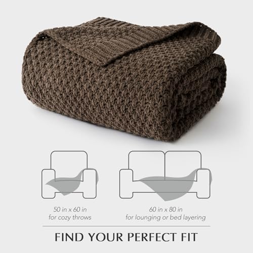 HOME Chunky Chenille Knit Throw Blanket (Cocoa Brown / 50" X 60")