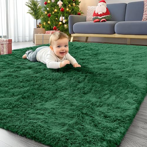 Area Rugs for Living Room Bedroom (4x5.9 Ft / Dark Green)