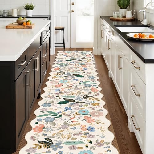 Hallway Floral 2'6x14 Runner Rugs (2'6" x 14' (Rectangular) / Cream/Floral)