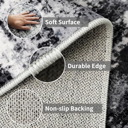 4x8 Wide Washable Runner Rug (Black/Grey / 4' x 8' (Runner))