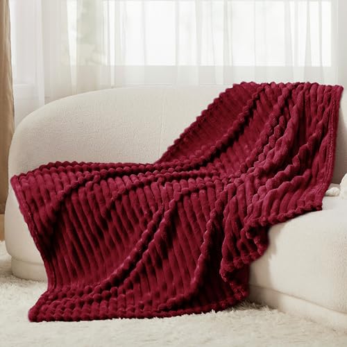Soft Throw Blanket for Couch Decor Gifts Deep Red 50"x60" (Deep Red / Throw)