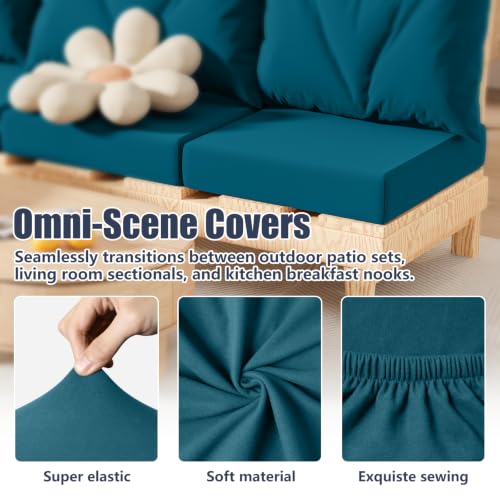 8Pcs Outdoor Cushion Covers (Petrol-blue / Square-large + Square)