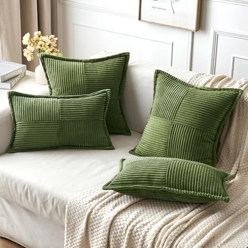 Decorative Throw Pillow Covers for Couch 18x18 Inch Moss Green (Moss Green / 18" x 18" (Pack of 2))