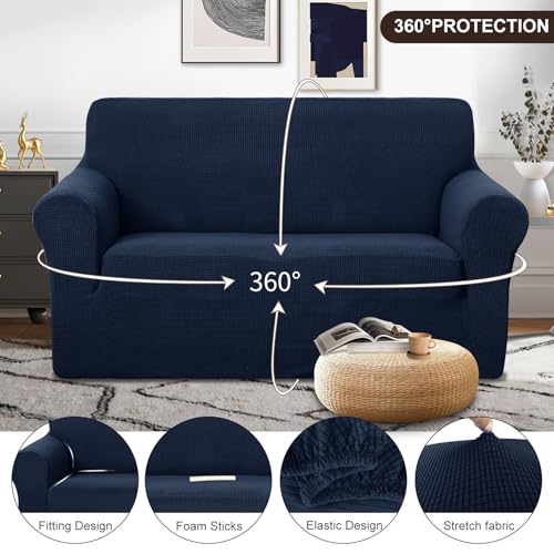 Loveseat Cover Stretch Couch Cover Sofa Slipcover (Navy / Loveseat)