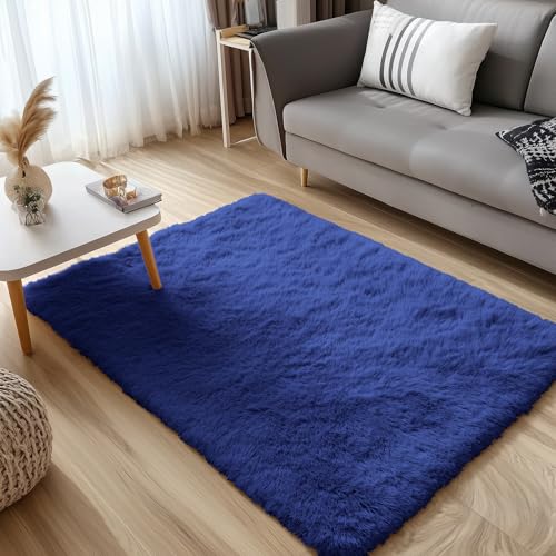 3x4 Machine Washable Accent Rug (3x4 Ft / Navy Blue)