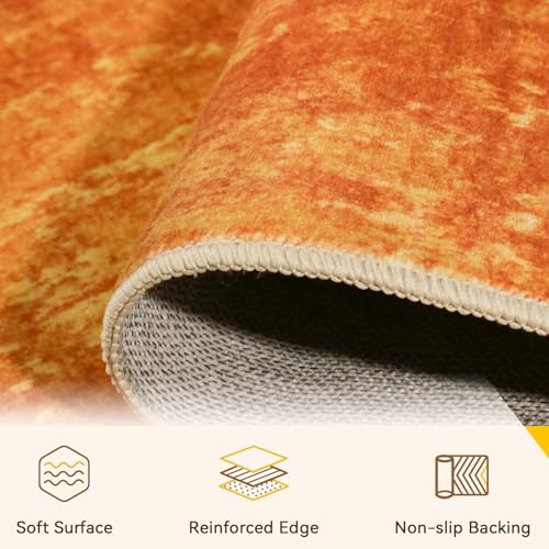 Washable 5'x7' Abstract Area Rug for Living Room Orange (Orange / 5' x 7' (Rectangular))