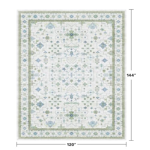 Washable Rugs for Living Room 10x12 (10' x 12' (Rectangular) / Cream Green)